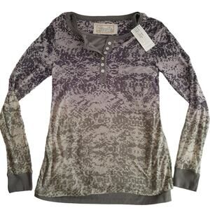 Aventura Purple & Gray Jenai L/S Henley M NWT Organic Boho Gorpcore Hippie